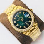 Swiss 3255 Rolex Oyster Perpetual Day Date Watch Yellow Gold Green Ombre Dial 36mm